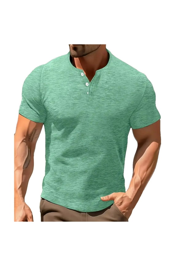 Mens Henley Shirts Short Sleeve Casual Button Down Shirts Lightweight Summer Basic Tee Cotton Moisture Wicking T-Shirt 2025 Classic 3 Button Tshirts