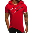 thumbnail image 1 of Hvyesh Mens Hip Hop Ripped Hoodie Tops Short Sleeve Hooded Workout Sweatshirts Casual Athletic Hoodies T-Shirt Pullover, 1 of 5