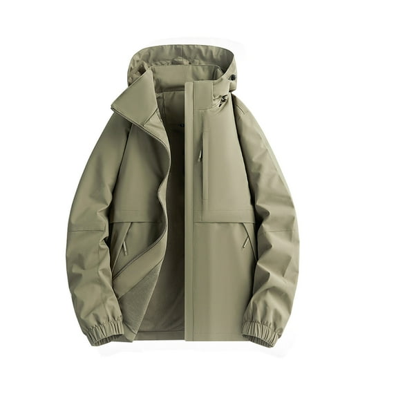 Hvyesh Mens Hood Jacket Casual Windproof Color Block Patchwork Jackets Zip-Up Activities Coat Fall Winter Outwear
