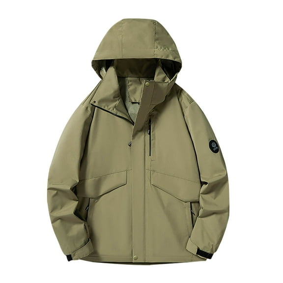 Hvyesh Mens Hooded Jackets Trendy Color Block Rain Jacket Lightweight Full Zip Coats Outerwear Windbreaker