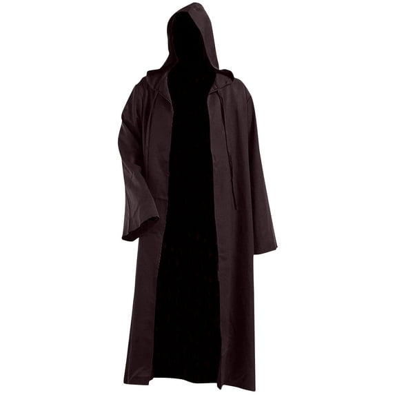 Hvyesh Mens Hooded Robe Medieval Long Hood Cloak Lightweaight Full Length Capelet Christmas Halloween Cosplay Party Costumes Outerwear