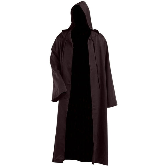 Hvyesh Mens Hooded Robe Medieval Long Hood Cloak Lightweaight Full Length Capelet Christmas Halloween Cosplay Party Costumes Outerwear