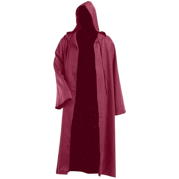 Hvyesh Mens Hooded Robe Medieval Long Hood Cloak Lightweaight Full Length Capelet Christmas Halloween Cosplay Party Costumes Outerwear