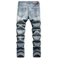 thumbnail image 1 of Hvyesh Mens Jean Pants Big and Tall Distressed Jeans Cozy Streetwear Full Length Pants Slim Fit Straight Fit Washed Denim Jeans, 1 of 8