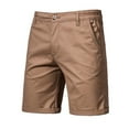 thumbnail image 1 of Hvyesh Mens Khaki Shorts Slim Fit Straight Chino Short Pants Elastic Waisted Work Shorts with Button Zipper Summer Solid Loose Short, 1 of 3