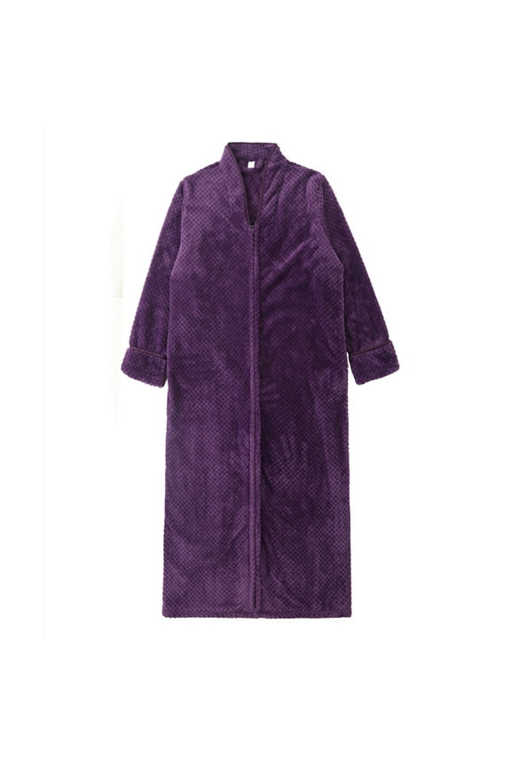 Mens Long Housecoat Fuzzy Flannel Bath Robe Fleece Oversized Thick House Coat Winter Warm Spa Bathrobe