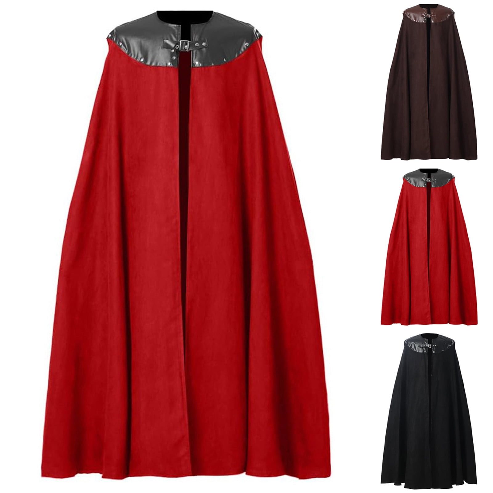 Hvyesh Mens Medieval Hooded Cloak Halloween Renaissance Cape with hood ...