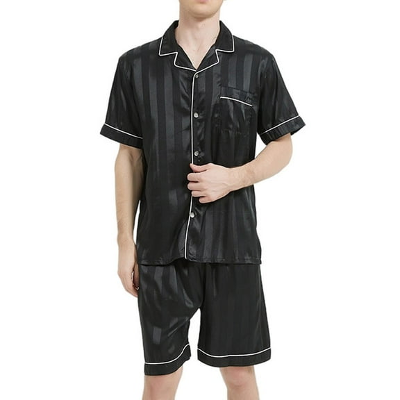 Hvyesh Mens Pajamas Set Short Sleeve Sleepwear Button Down Loungewear Set Soft Modal 2Pcs Pj Set with Pockets