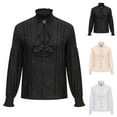 thumbnail image 1 of Hvyesh Mens Pirate Shirt Ruffle Victorian Renaissance Steampunk Vampire Poet Shirts Gothic Medieval Costume, 1 of 10
