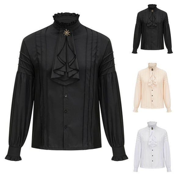 Hvyesh Mens Pirate Shirt Ruffle Victorian Renaissance Steampunk Vampire Poet Shirts Gothic Medieval Costume