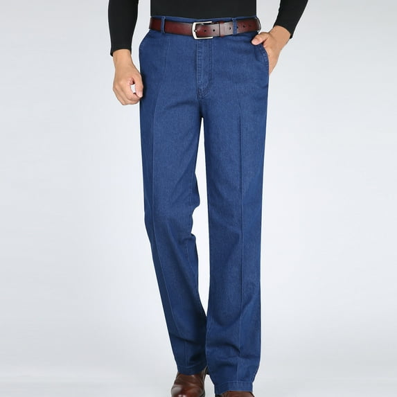 Hvyesh Mens Premium Classic Fit Pleat Front Regular Pants Big and Tall Business Fallow Jeans Trousers Zipper Expandable Waist Casual Long Pant