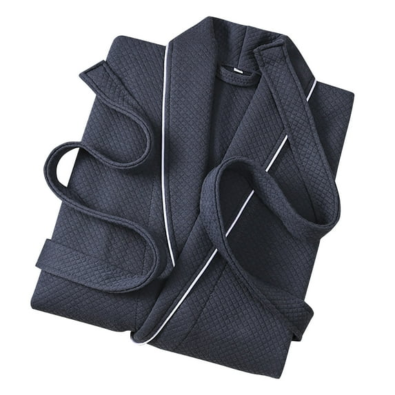 Hvyesh Mens Shawl Collar Bathrobe Spa Robe Thicken Warm Full Length Home Pajamas Trendy Long Sleeve Terry Cloth Robes