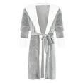 thumbnail image 1 of Hvyesh Mens Shawl Collar Fleece Bathrobe Trendy Patchwork Long Hooded Robe Comfy Home Pajamas Spa Robe, 1 of 4