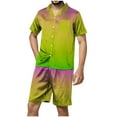 thumbnail image 1 of Hvyesh Mens Silk Pajamas Set, Summer Short Sleeve Satin Pajamas for Men Sleepwear Button Down Pjs Set Two-piece, 1 of 5