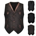 thumbnail image 1 of Hvyesh Mens Steampunk Vest Cowboy Waistcoat Medieval Button V-Neck Sleeveless Jackets, 1 of 4