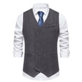 thumbnail image 1 of Hvyesh Mens Suit Vest Lapel Herringbone Tweed V Neck Waistcoat Business Formal Sleeveless Jacket, 1 of 8