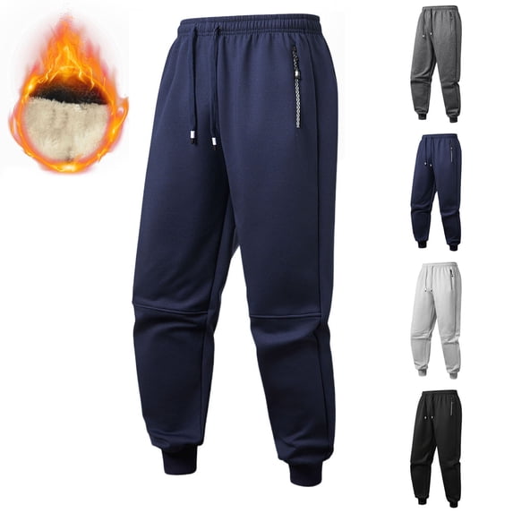 Hvyesh Mens Sweatpants Winter Fleece Lined Thermal Jogger Pants Drawstring with Pockets Athletic Pants Lightweight Solid Sweat Pants