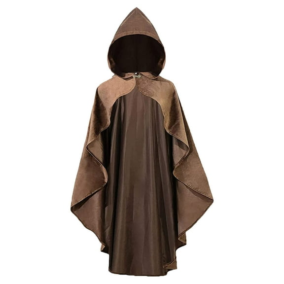 Hvyesh Mens Womens Victorian Cloak Gothic Medieval Hooded Robe Renaissance Shakespeare Theater Cloak Witches Wizards Cape