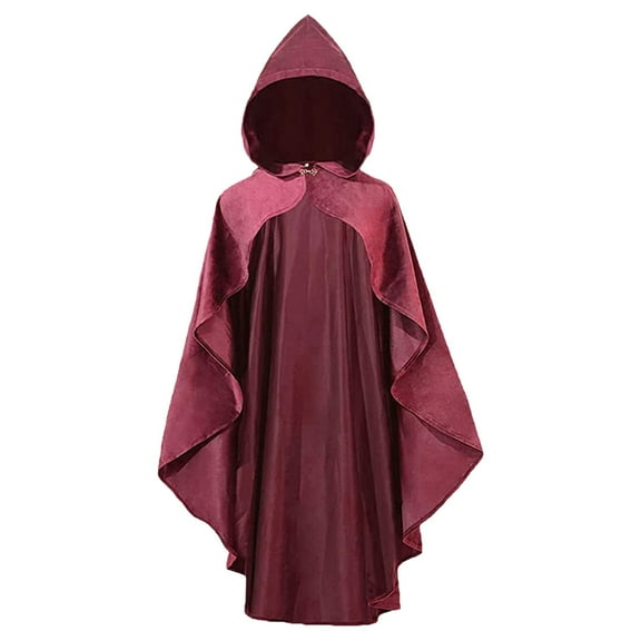 Hvyesh Mens Womens Victorian Cloak Gothic Medieval Hooded Robe Renaissance Shakespeare Theater Cloak Witches Wizards Cape