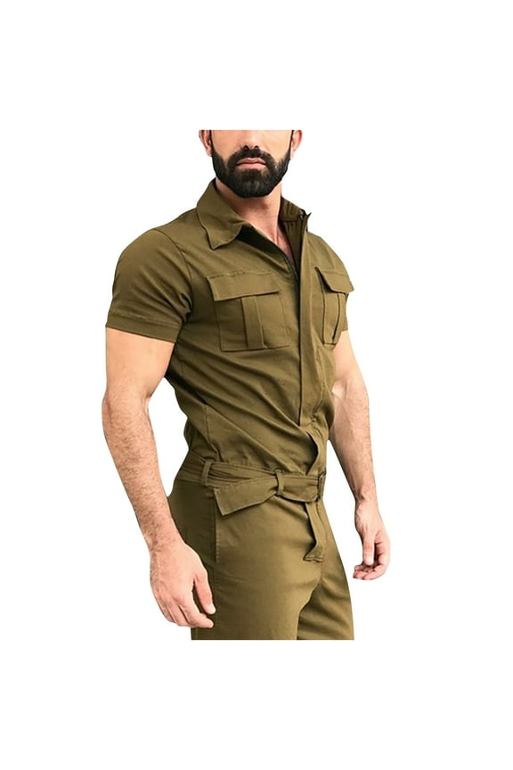 Mens Work Coveralls Short-Sleeve Jumpsuits Overalls - Protective Overalls Durable Workwear Boiler Suit for Mechanics Warehouse Garages