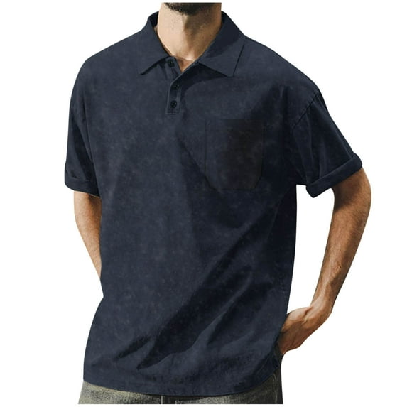 Hvyesh Mens Work Shirts Short Sleeve Casual T-Shirts Solid Business Dress Shirt Button Up Golf Shirts Tops with Pocket