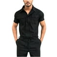 thumbnail image 1 of Hvyesh Mens Workwear Coveralls Work Mechanic Jumpsuits Short Sleeve Coverall Work Wear Loose Solid Bib Overalls, 1 of 6