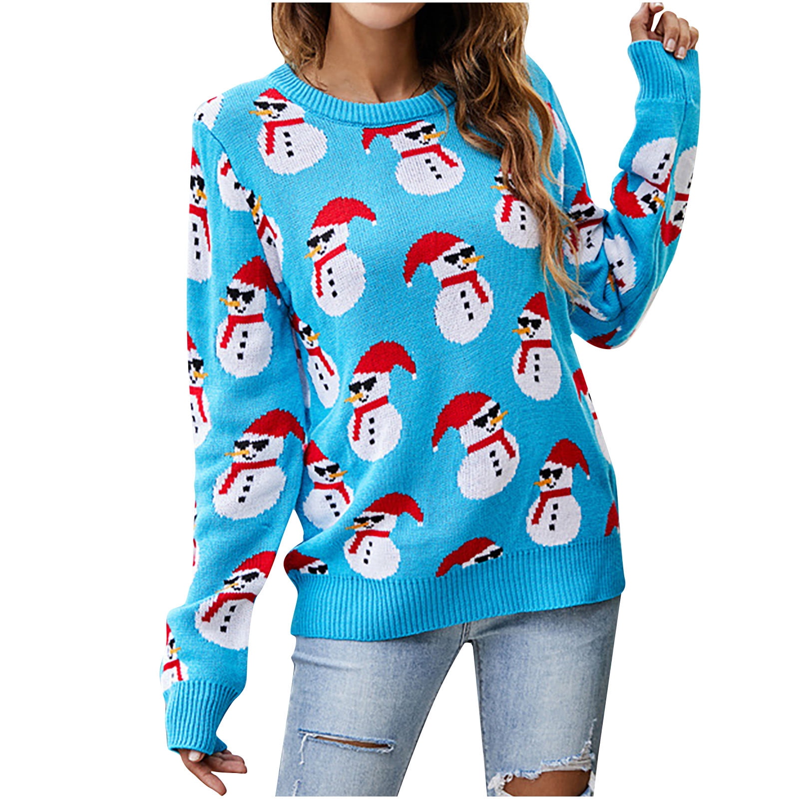 Hvyesh Merry Christmas Sweater for Women Long Sleeve Crewneck Pullover