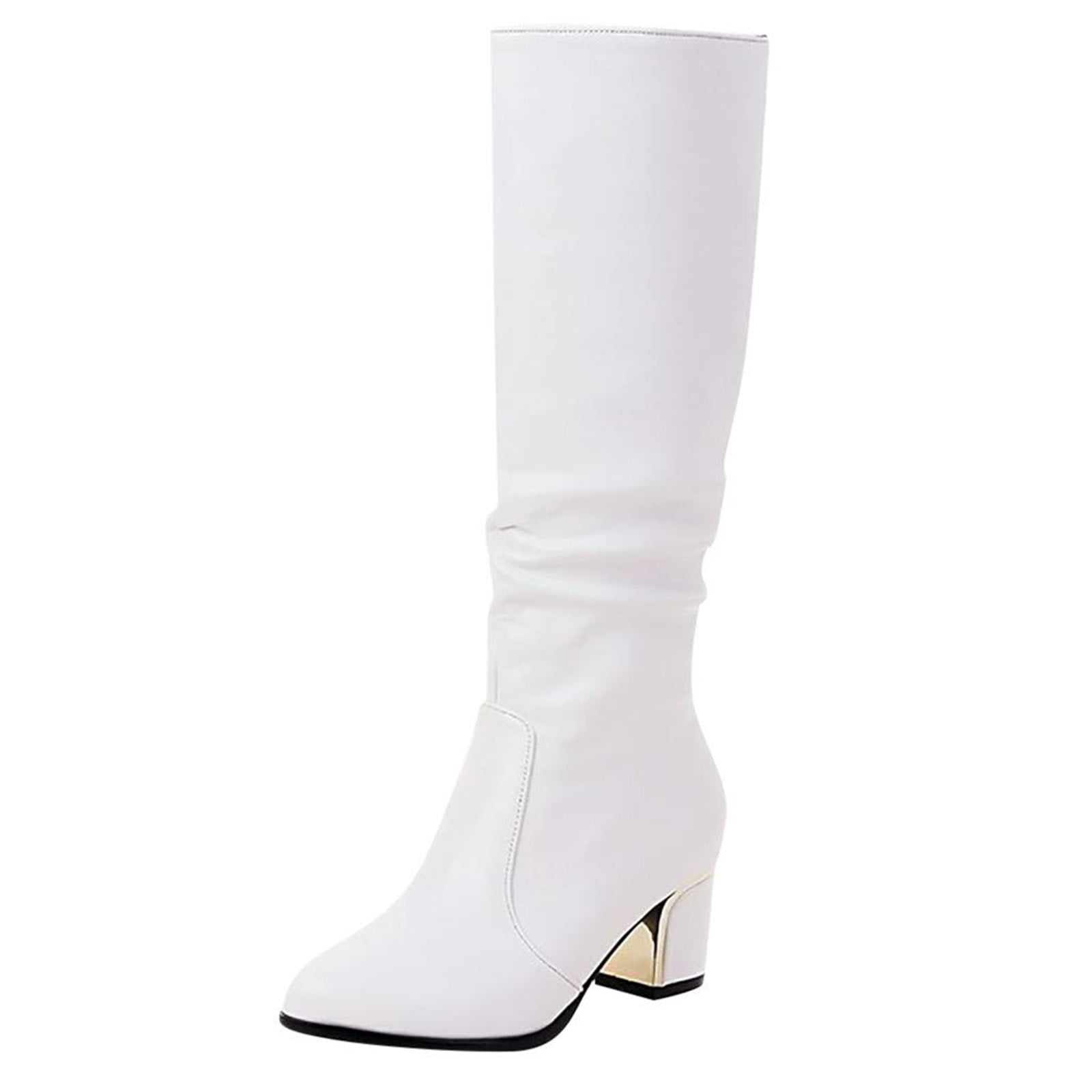 Women's Mid Calf Boots Elegant Lace Up Chunky Low Heel Comfy Fit