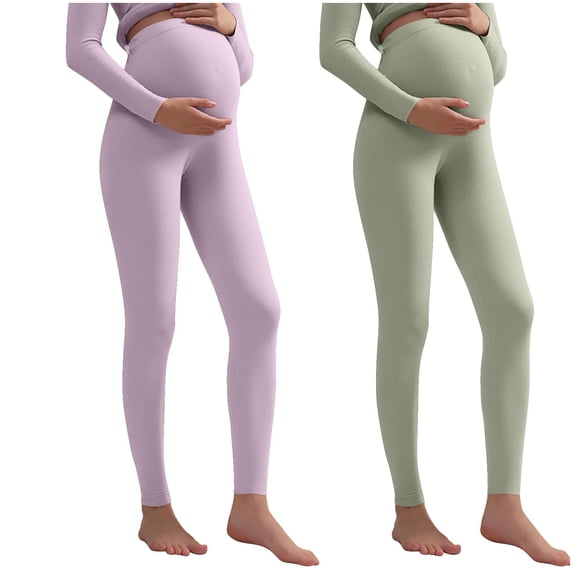 Hvyesh No See-Through Maternity Workout Yoga Leggings Soft Stretchy Pregnancy Leggings Over The Belly Butt Lif Pants
