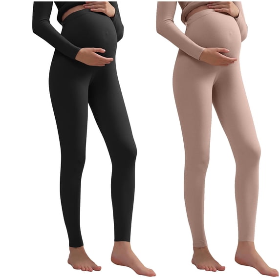 Hvyesh No See-Through Maternity Workout Yoga Leggings Soft Stretchy Pregnancy Leggings Over The Belly Butt Lif Pants