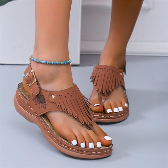 Hvyesh Orthopedic Sandals for Women Dressy Summer Clip Toe Sandals Comfy Arch Support Sandals Fashionable Breathable Sandal Size 8