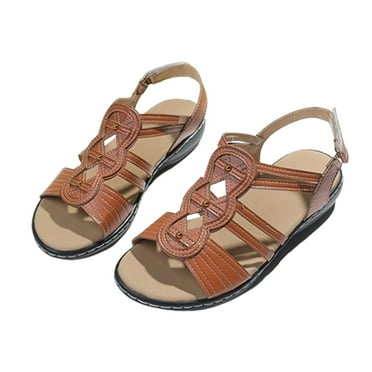 Hvyesh Orthopedic Sandals for Women Dressy Summer Peep Toe Sandals Comfy Arch Support Sandals Fashionable Breathable Sandal Size 7