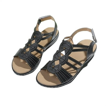 Hvyesh Orthopedic Sandals for Women Dressy Summer Peep Toe Sandals Comfy Arch Support Sandals Fashionable Breathable Sandal Size 9