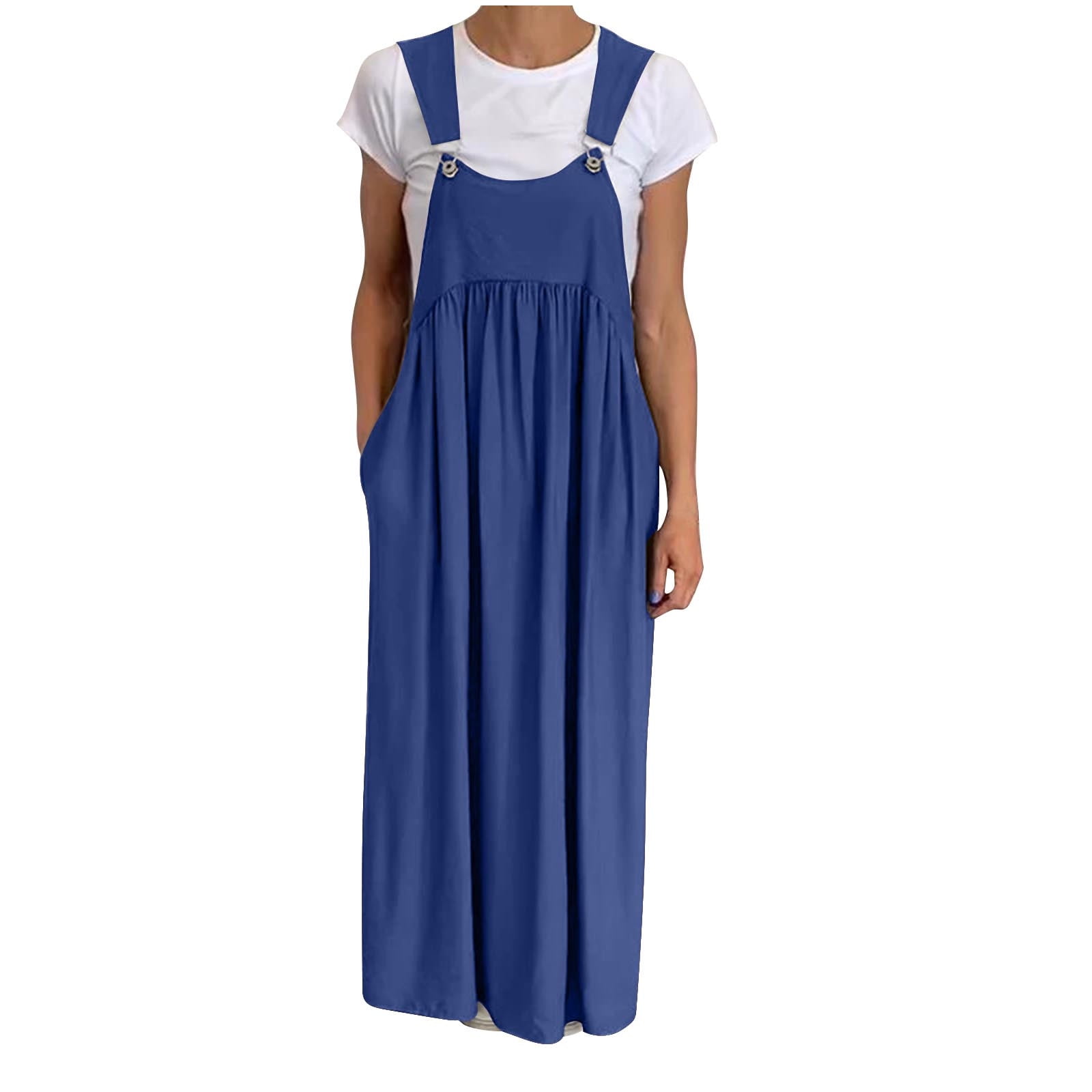 chinese dress ladies loose fitting denim overall dress with flared hem YonPop