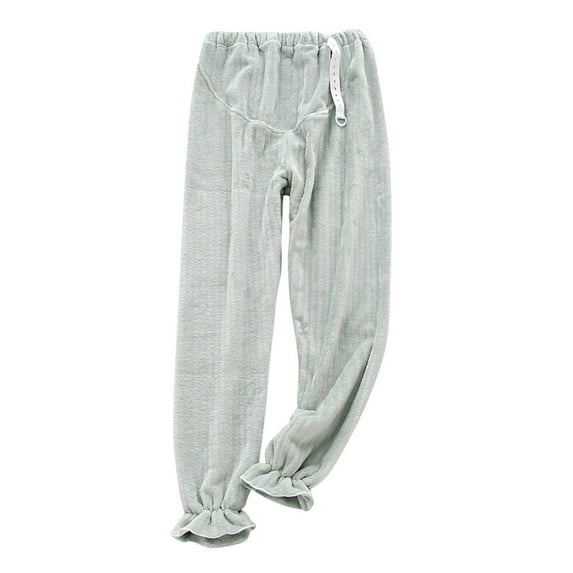 Hvyesh Pajamas Pants Women Over Belly Maternity Pants Lounge Wide Leg Flannel Pants Comfy Fuzzy Pj Pants Baggy Elastic Waist Trousers Pants