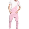thumbnail image 1 of Hvyesh Pink Overalls Men Ripped Denim Bib Pants Fashion Sleeveless Cargo Romper Jumpsuit with Pockets, 1 of 9