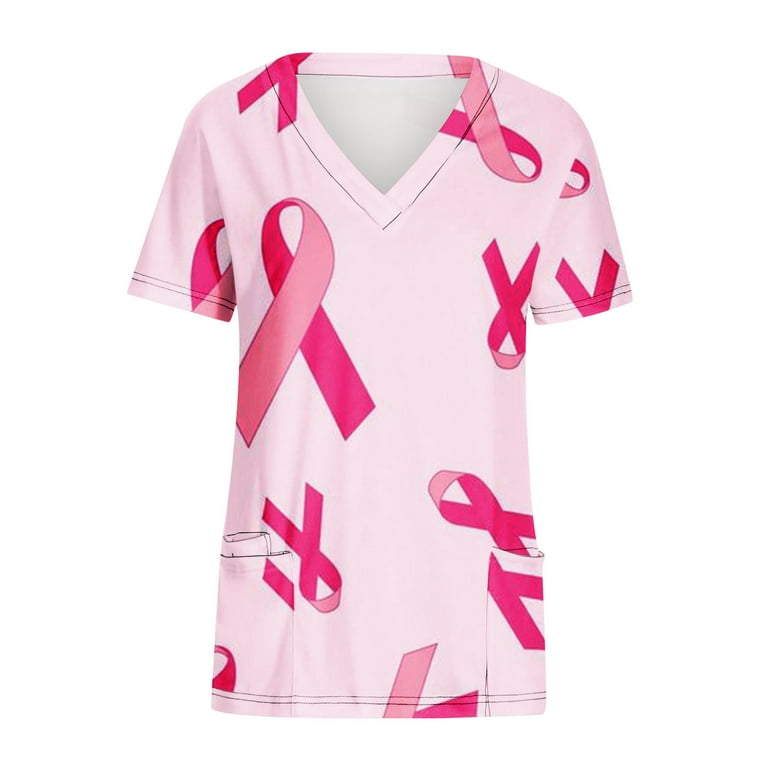 Womens In October We Wear Pink Ribbon Breast Cancer Awareness T-Shirt Womens In October We Wear Pink Ribbon Breast Cancer Awareness T-Shirt