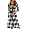thumbnail image 1 of Hvyesh Plaid Nightshirt for Women 3/4 Sleeve Zipper Nightgown Crew-Neck Sleepwear Pajama Dress Cozy Full Long Sleepshirt Spring Fall Loungewear Black XL, 1 of 5