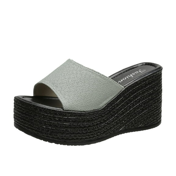 Hvyesh Wedge Sandals for Women - Soft Memory Foam Padded Wedge Wedges Sandals - Slip On Wedge Slides - Comfy Open Toe Mules Summer Casual Flatform Wedge Wedge Slides for Women