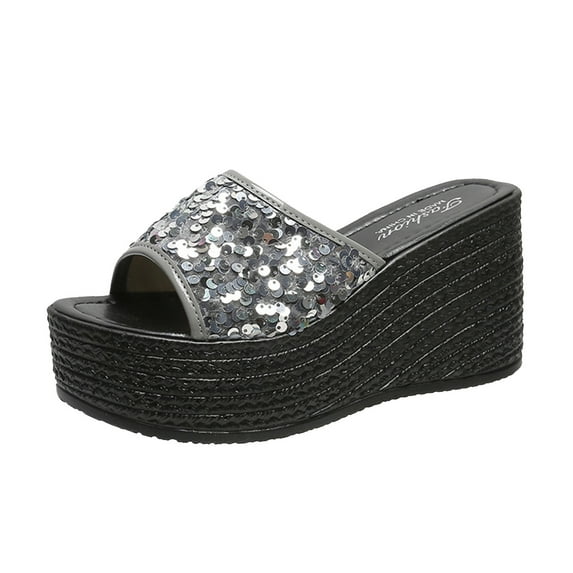Hvyesh Platform Sandals for Women - Soft Memory Foam Padded Platform Wedges Sandals - Slip On Platform Slides - Comfy Open Toe Mules Summer Casual Flatform Platform Wedge Slides for Women