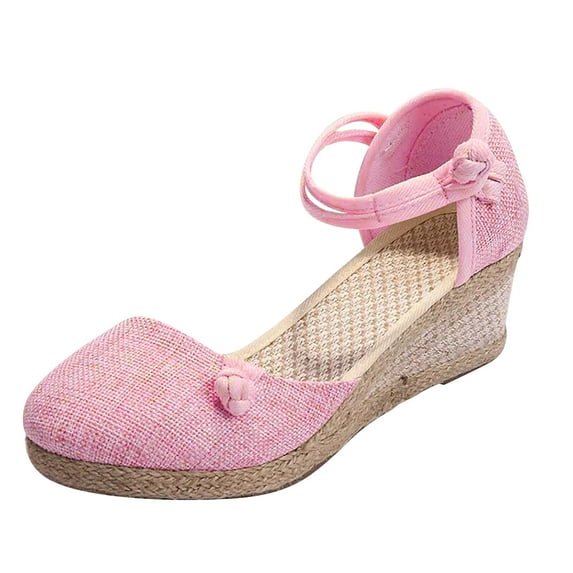Hvyesh Wedge Wedge Sandals for Women Dressy Closed Toe Sandals Ankle Strap Wedge Heels for Women Casual Summer Bridal Wedding Wedge Shoes