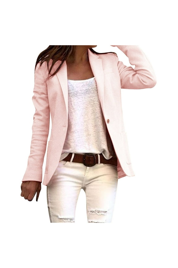 Plus Size Blazer for Women Basic Solid Button Down Work Office Jackets Blazer Suit Casual Fit Lapel Collar Going Out Tops