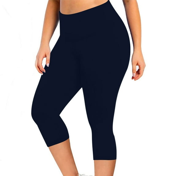 Hvyesh Plus Size Capri for Women High Waist Yoga Pants Tummy Control Workout Stretch Running Dance Yoga Leggings 2025
