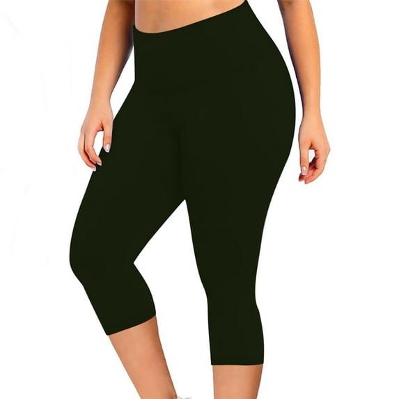 Hvyesh Plus Size Capri for Women High Waist Yoga Pants Tummy Control Workout Stretch Running Dance Yoga Leggings 2025