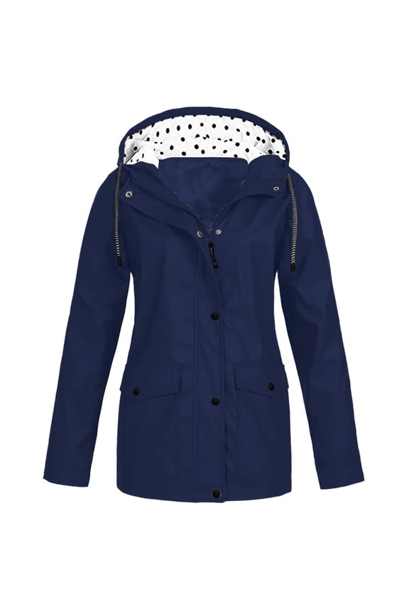 Plus Size Plus Size Raincoat Women Waterproof Long Hooded Trench Coats Loose Fit Lightweight Fleece Lined Windbreaker Travel Jacket for Hiking Fishing Outdoor