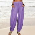 thumbnail image 1 of Hvyesh Plus Size Cotton Linen Pants Women Summer Elastic Waist Casual Flowy Comfy Trousers Yoga Bottom Pants with Pockets, 1 of 5