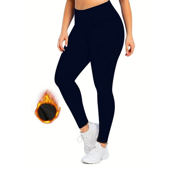 Hvyesh Plus Size High Waisted Leggings for Women Fleece Lined Warm Winter Pants Tummy Control Yoga Hiking Running Tights