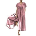 thumbnail image 1 of Hvyesh Plus Size Jumpsuits for Women Casual Cotton Linen One Piece Overalls Short Sleeve Wide Leg Loose Rompers with Pocket, 1 of 5