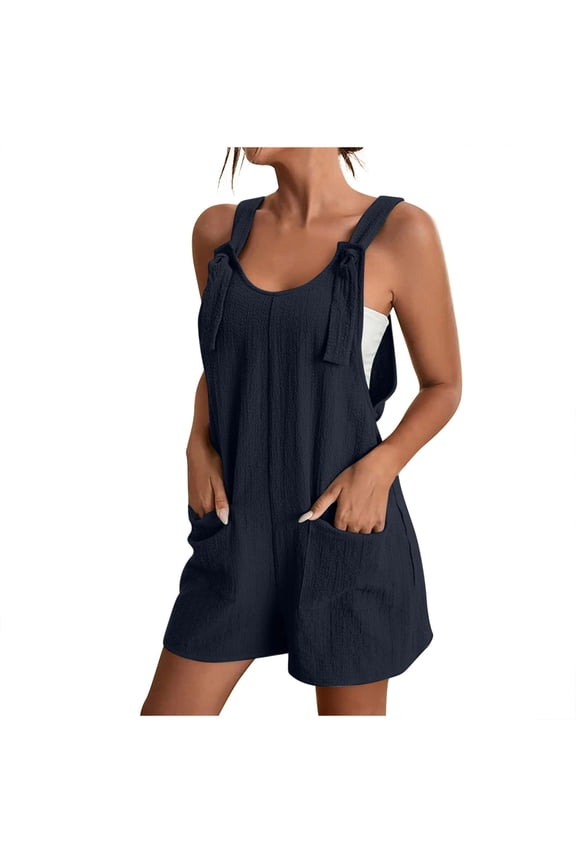 Plus Size Rompers for Women Casual Loose Fit Short Overalls Adjustable Shoulder Straps Shorts Overall with Pockets