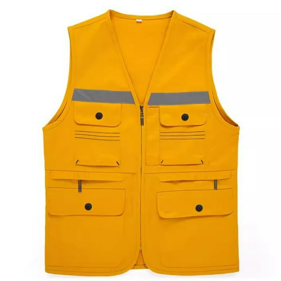 Hvyesh Plus Size Safety Vest for Men and Women Zipper Up Activity Event Waistcoat Lightweigh Work Gilet